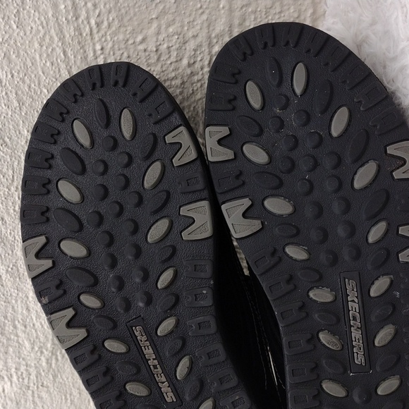 Skechers Shape-Ups Sleek Fit Black Leather Mesh Upper Mary-Jane Wedge Sneaker - Picture 8 of 16